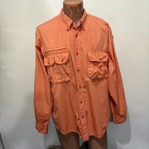 Cabela's XL Reg Peach Orange Long-Sleeve Cotton Mesh Shirt